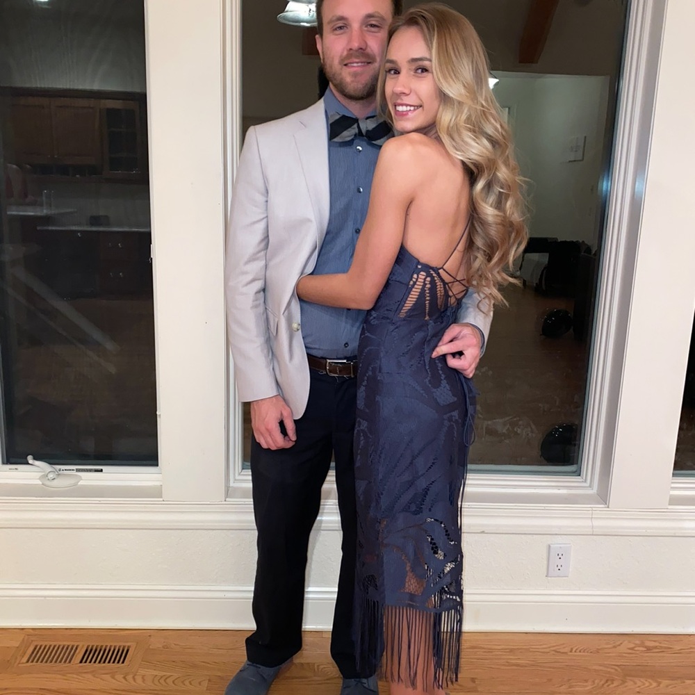 Navy Lace Dress - Picture 5 of 6